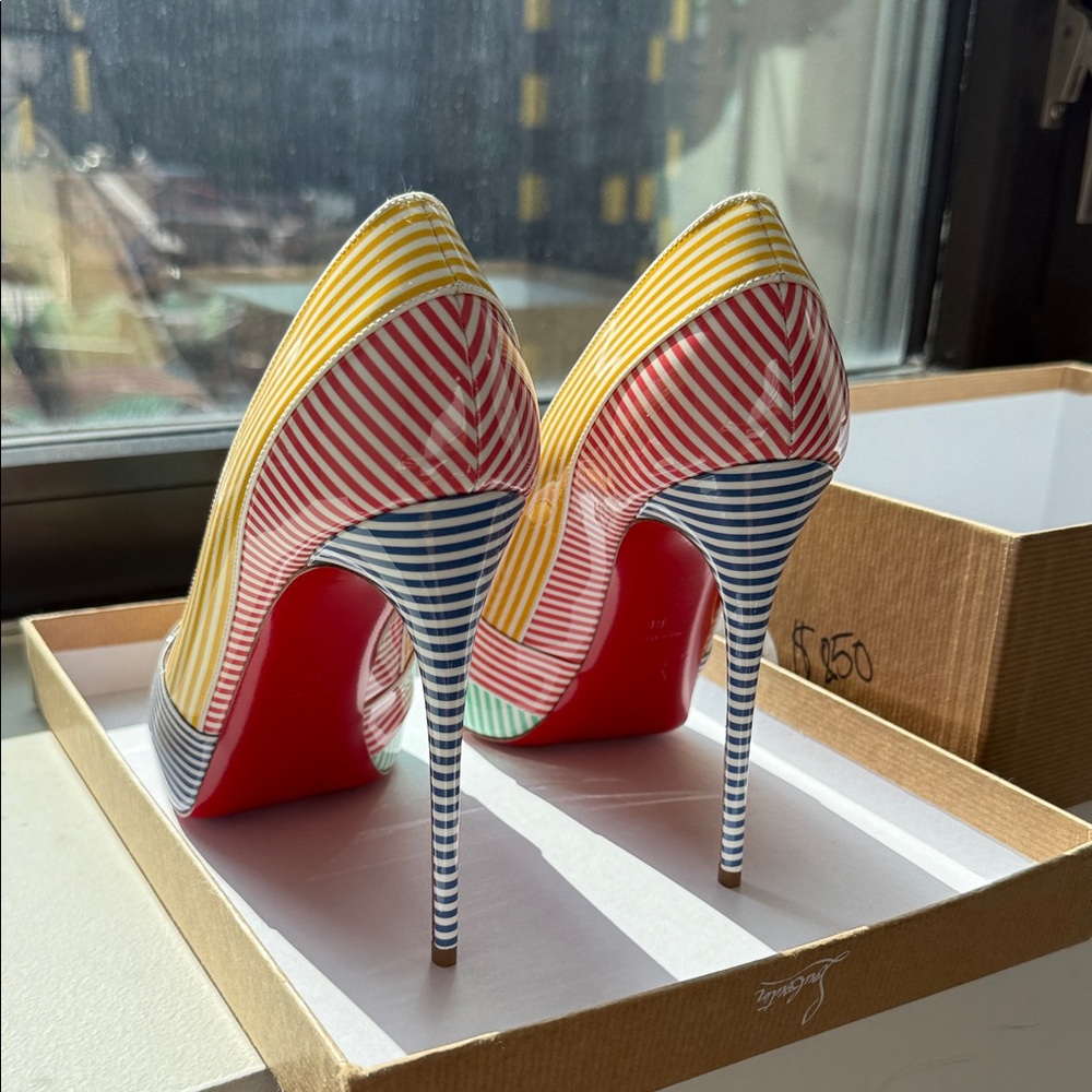 Louboutin Colorful Striped Women's Heels
